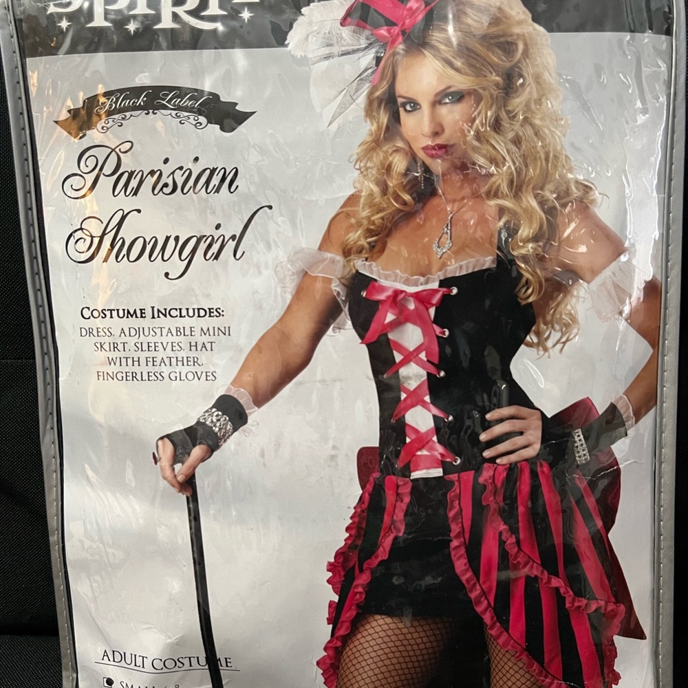Parisian Showgirl Costume with Red and Black Stripes